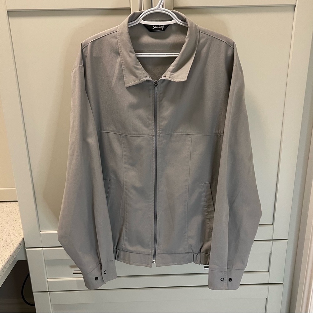 Vintage STERLING Grey Zip Bomber Jacket | Snap Sleeves | Size XL
